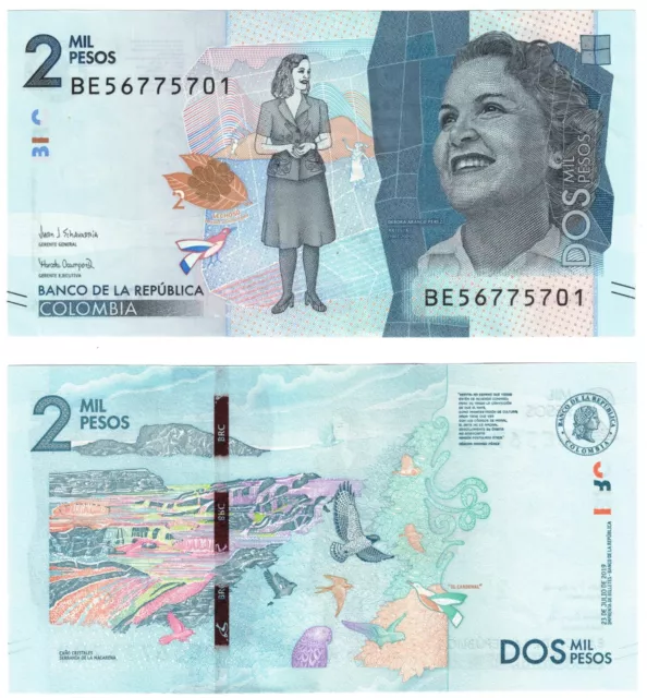 2019 Colombia P458 2000 Pesos Banknote UNC