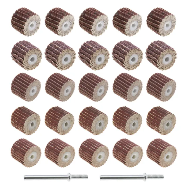 20/25Pcs 80/120/240/320/600 Grit Sanding Flap Wheel with Handle for Rotary Tools