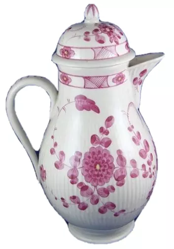 18thC Volkstedt Porcelana Rosa Strawflower Coffee Pot Porzellan Kanne Thuringia