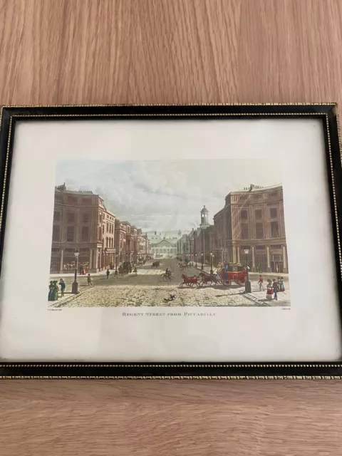 Regent Street From Piccadilly - Vintage Framed Print -J.Bluck sculp.T.H Shepherd