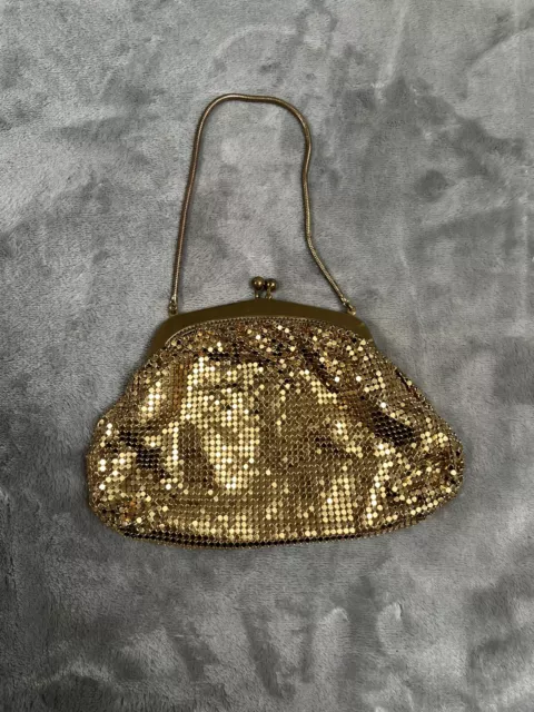 Vintage Gold Color Mesh Clutch Bag Circa 1940's