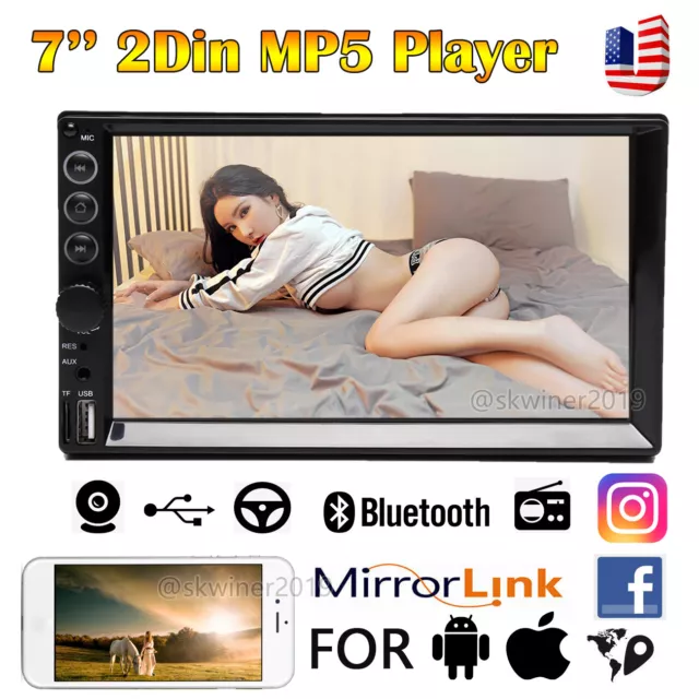 7" Double 2Din Car Stereo Radio Car Player MP5 Bluetooth HD Mirror Link for GPS