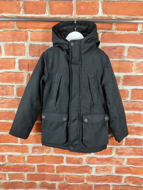 Boys Coat Age 7-8 Years Next Black Fleece Padded Casual Zip Up Jacket Hood 128Cm