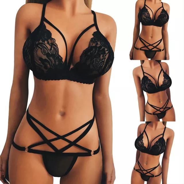 Ensemble de sous-vêtements en dentelle sexy pour femmes soutien-gorge push-up h