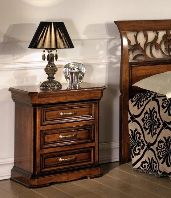 Chambre à Coucher Meuble Set Ensemble Italienne Table de Chevet Massif Bois 3tlg 3