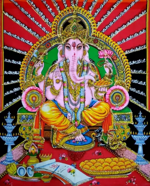 Wandbehang, Lord Ganesha, Hippie, indisches Mandala, Baumwolle,... 2