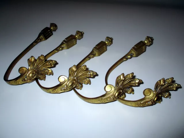 4 Solid Brass French Antique Drape/Curtain Ties/Holders/ Tie-backs – 1880’s-...