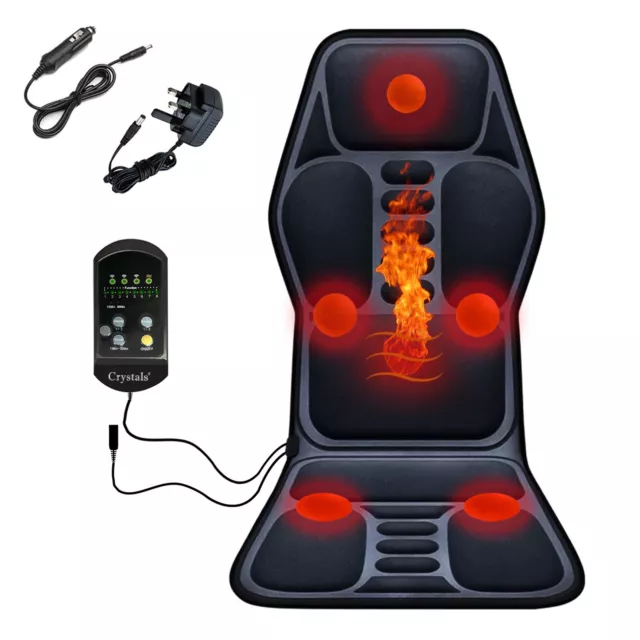 8 Modes Massage Cushion Full Back Car Chair Seat Pad Mat Neck Heat Massager UK