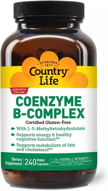 Country Life Coenzyme B-Complex Advanced 240 Vegan Capsules, Energy Metabolism