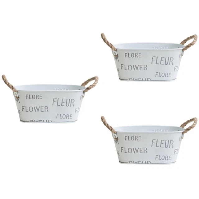 3 pcs Verzinkt Blumentopf Metall Eimer Pflanzer Rustikalen Pflanzer Box