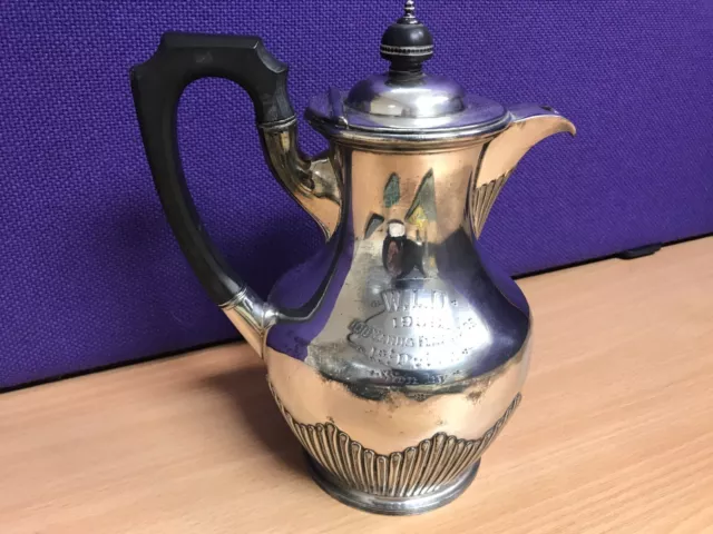 Silver Plated 1909 Coffee Pot with Military History by Walker & Hall