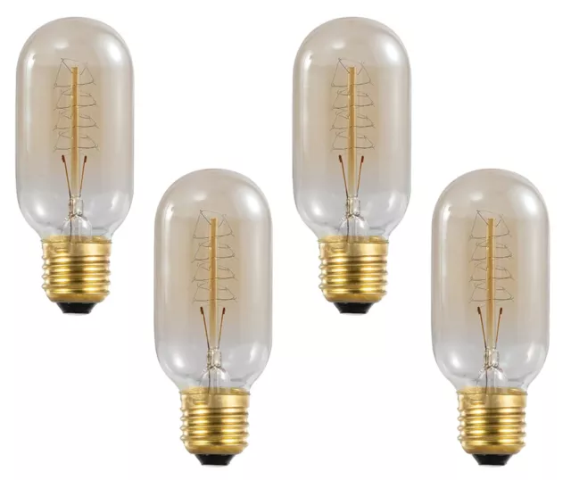 E26 T45 Vintage Edison Bulb 25W Antique Style Light Bulb 4 Pack Amber Glass S...