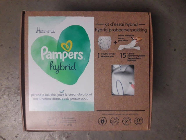 PAMPERS Hybrid de 3 kgr à 16 kgr Kit de 15 Coeurs Absorbants et 1 Couche Lavable