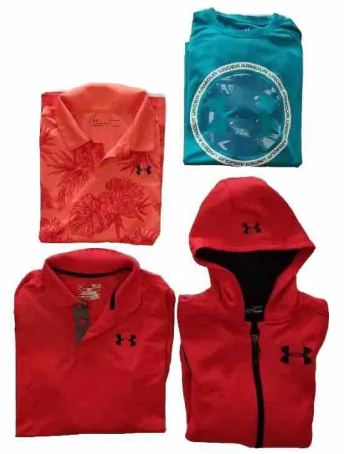 Under Armour Boys Size Youth Large Long Short Sleeve Polo Shirts Hoodie Lot x 4