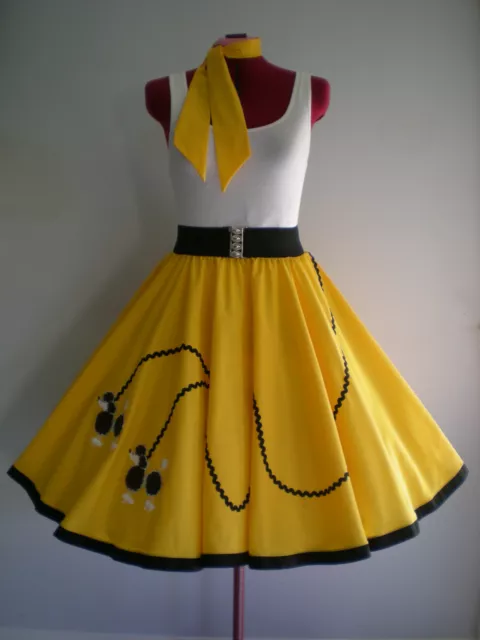 Rock N Roll/Rockabilly  "Poodle" Skirt-Scarf M-L Yellow/Black.