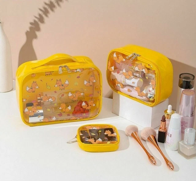 Waterproof Cartoon Fashion Makeup Bags For Ladies Solid Pattern PVC Cosmetic Bag