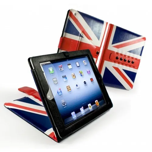 Tuff-Luv MultiView UK Flagge Union Jack Tasche Etui Hülle Blau für Apple iPad 4