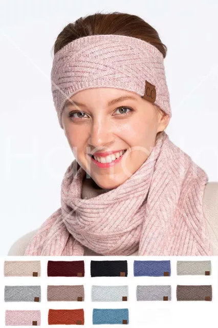 C.C Exclusive Women's Diagonal Stripes Criss Cross Winter Knit Headband Headwrap