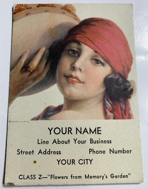 ART DECO 1930S Ink Blotter Sample Mini Sign Flapper Gypsy Girl Pin Up £ ...