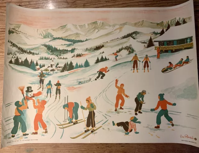 Affiche Scolaire - Édition BOURRELIER - POIRIÉ - 10 la Montagne Sous La Neige