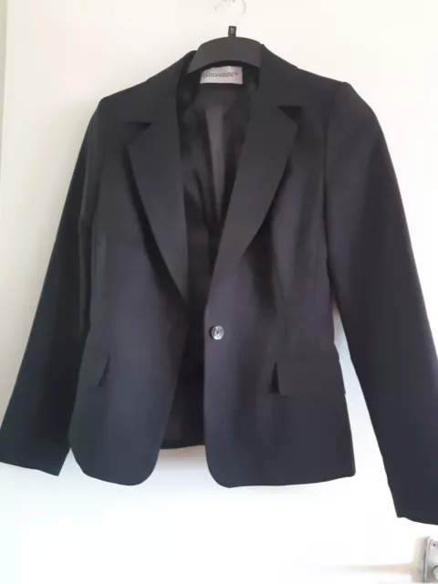 Clockhouse Women formal business suit blazer jacket black office coat size 12