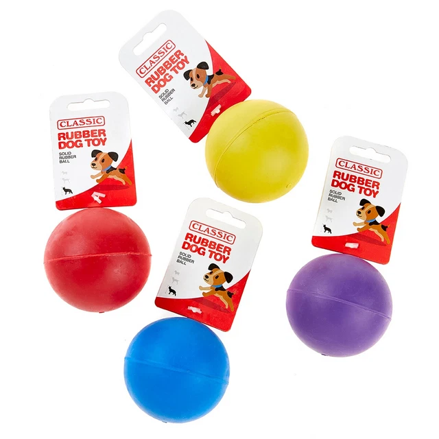 4pk Rubber Dog Balls, Bouncy Puppy Pet Solid Hard Play Ball Fun Fetch Chew  Toys