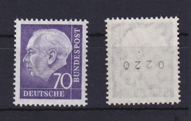 Bund 263 xw RM Heuss 70 Pf gerade Nummer 0220 postfrisch