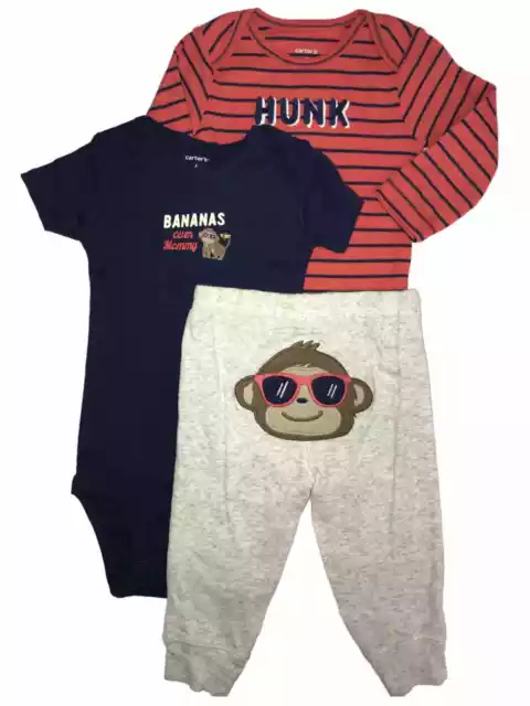 Carters Infant Boys Monkey & Bananas Hunk Baby Outfits Bodysuits & Joggers Set