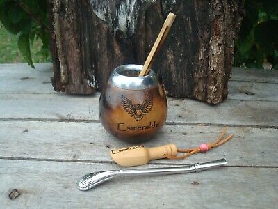 Personalized ARGENTINA MATE, GOURD, YERBA MATE, WITH STRAW, BOMBILLA 2