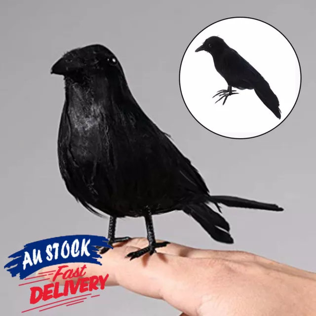 16cm Black Halloween Bird Realistic Feather Artificial Crow Prop Simulate Raven