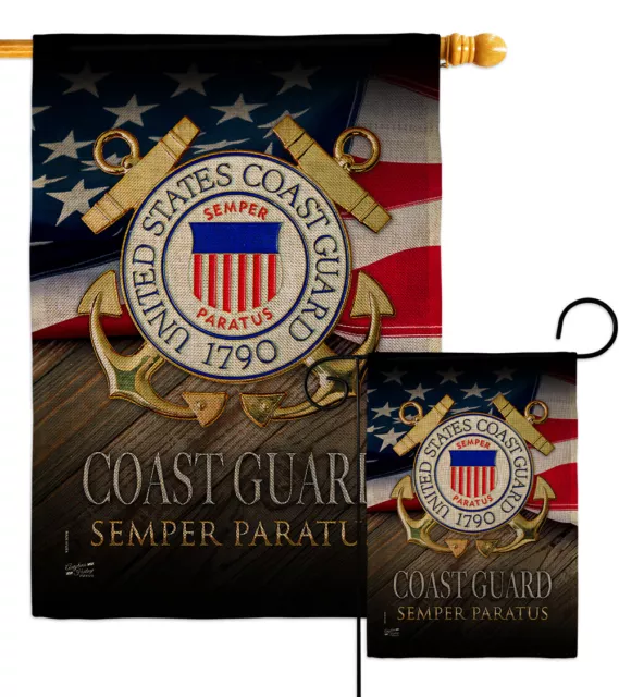 US Coast Guard Semper Paratus Burlap Garden Flag Armed Forces Yard House Banner