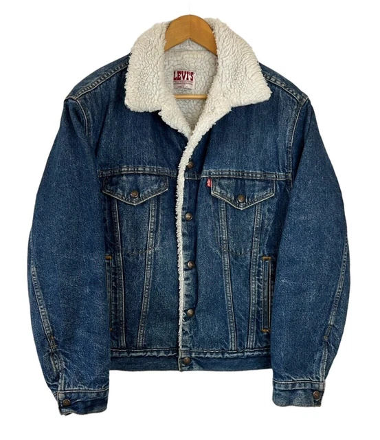 Vintage 80s LEVIS Size M/L 42R Made in USA Sherpa Lined Denim Trucker Jacket Vintage 80s LEVIS Size M/L 42R Made in USA Sherpa Lined Denim Trucker Jacket