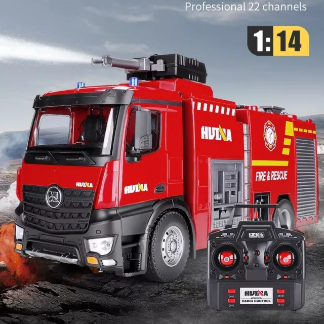 2.4G RC Druckguss 1:14 Spray Wasser Feuerwehrwagen 22 Kanal Modell Spielzeug