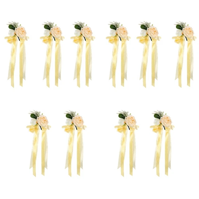 10 PCs Artificial Coche de Boda Decoraciones Flores Espejo Retrovisor Decoración