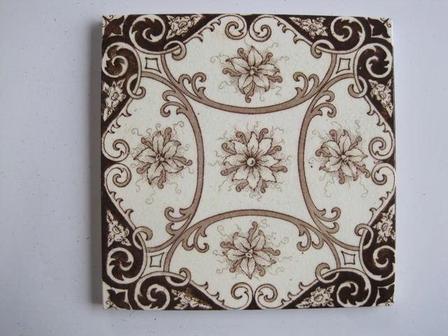 ANTIQUE VICTORIAN AESTHETIC FLORAL WALL TILE PAT. No.467 - CORN BROS C1898-1904