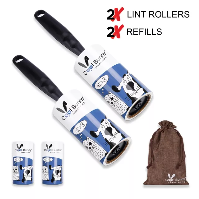 CoolBunny Extra Sticky Lint Roller | Pet Hair remover | 4 rolls | 240 sheets