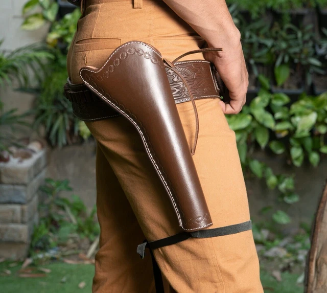 Warreplica Étui en cuir Western Gun Compatible avec Colt Uberti Pietta Traditions Poudre Noire Modèle 1851 1861 Marine 1860 Army Ruger Old Army Cowboy Holsters pour Revolvers 17,8 à 20,3 cm