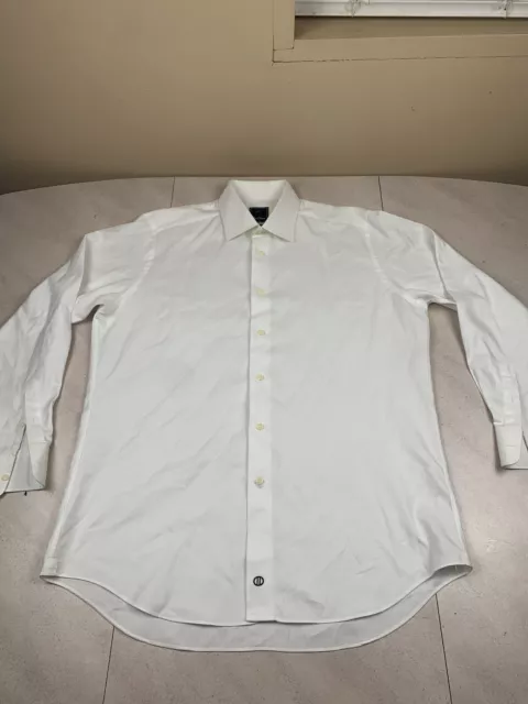 DAVID DONAHUE MENS Dress Shirt French Cuff 17.5 34/35 White Spread ...