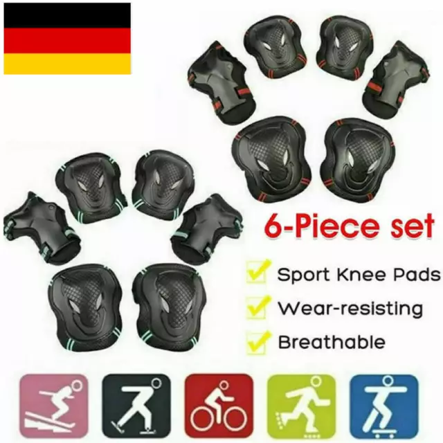 6Tlg Sport Skate Schutz Set Kinder Erwachsene Roller skating Knie Elbow Pad Set