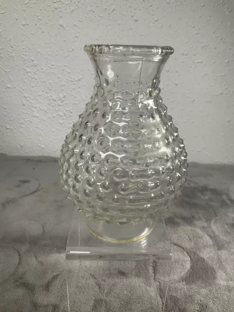 Vintage Clear Hobnail Hurricane Glass Lamp Shade 2-7/8” Fitter 7” Tall