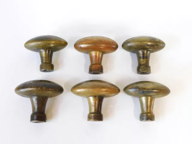 ▨ 6X6mm Lot 6 Ancienne Poignée Olive Bronze ou Laiton, Bouton de Porte vers 1920