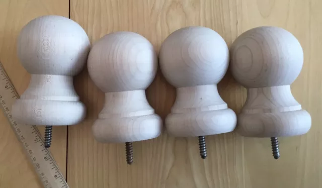 Set of 4 New Rock Maple, Ball Furniture Feet or Finials Unfinished,Classic Size