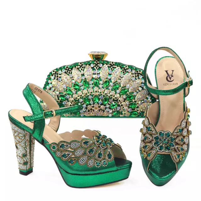 Set Italian Shoes And Bags Shoes With Matching Bag Rhinestone Lady Luxury Shoes