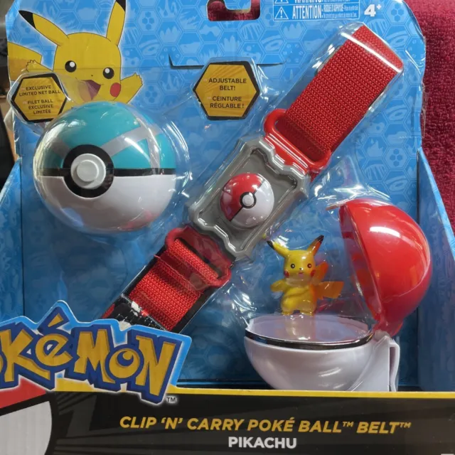 Pokemon Pikachu & Amp Net Ball Clip 'n' Carry Poke Ball Belt New Sealed