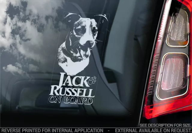 Jack Russel Terrier Car Sticker - Dog On Board Bumper Window Decal Sign Gift V07