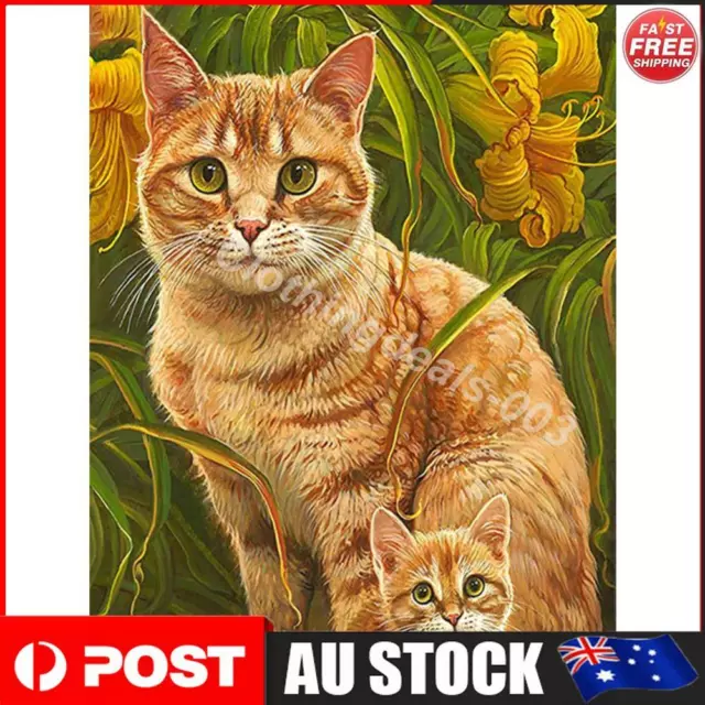 Frameless Orange Cats Oil Paint By Numbers Kit DIY Handmade Drawing On Canvas