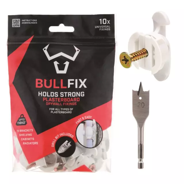 Bullfix Universal Heavy Duty Plasterboard Fixings Starter Kit Wall Anchor Plug