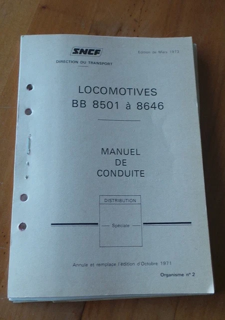 RARE SNCF - MANUEL DE CONDUITE LOCOMOTIVES BB 8501 à 8646 EUR 15,00 ...