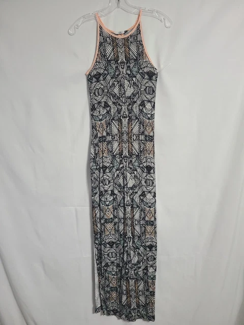 Dolce Vita Geometric Maxi Boho Dress XS Open Back w/ Slits on the Side
