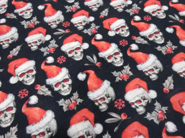 Stoff Baumwolle Popeline Xmas Weihnachts Totenkopf Skulls schwarz rot weiß